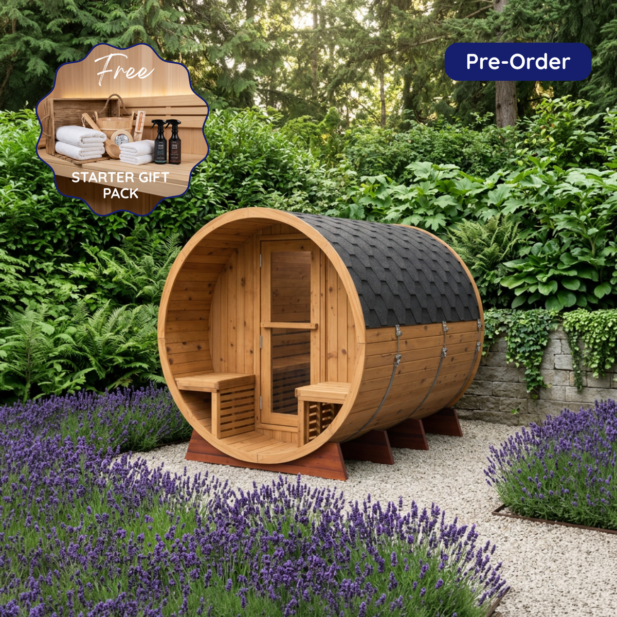 [PRE-ORDER DEPOSIT] Cedarbrook Barrel Sauna $8,895