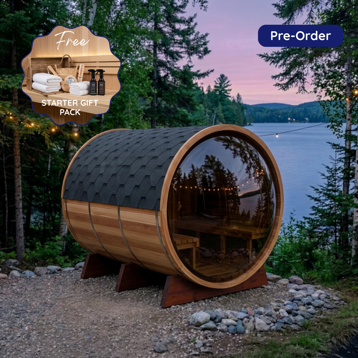 [PRE-ORDER DEPOSIT] Eclipse Glass Barrel Sauna $10,895