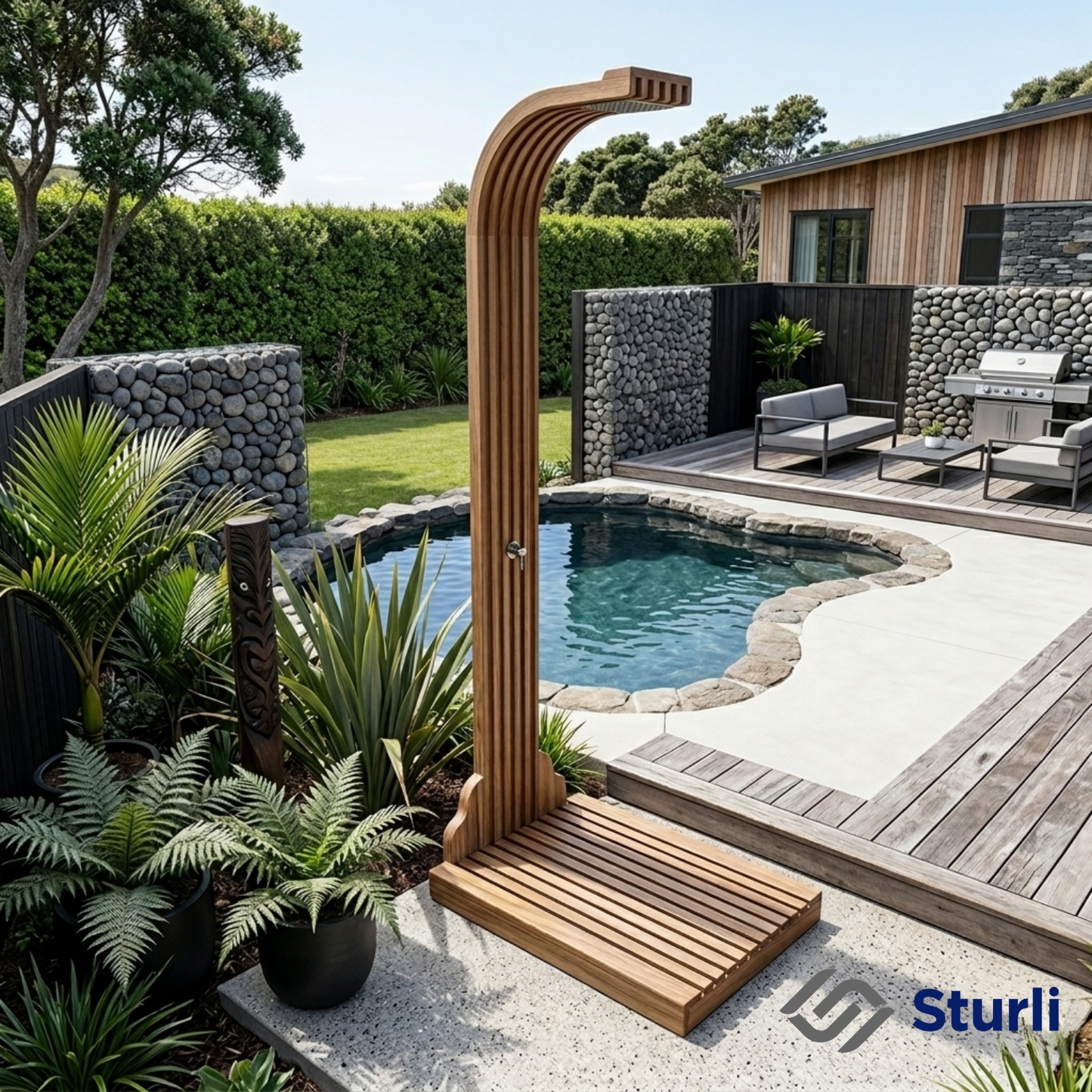 Sturli-Aspen-Outdoor-Shower-in-luxury-garden-setting