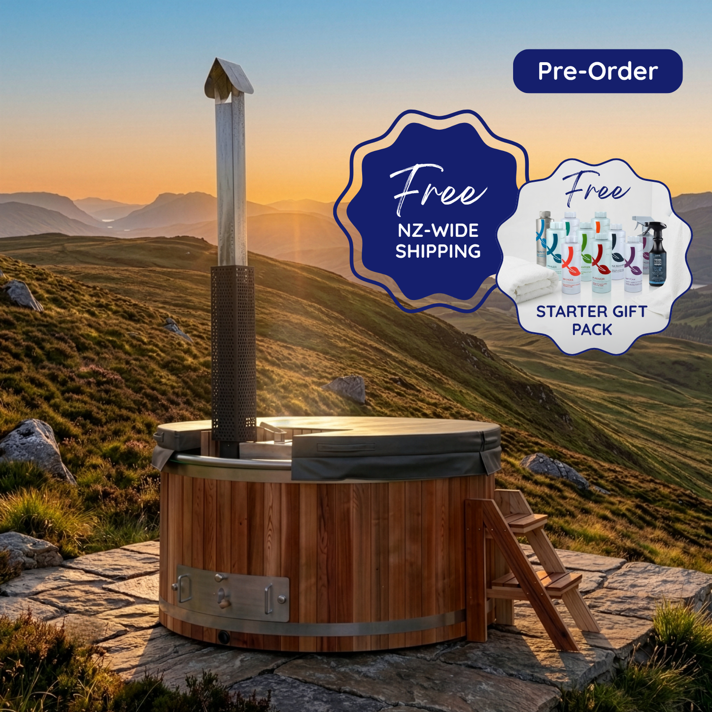 [PRE-ORDER DEPOSIT] Cedar Woodfired Weekender Hot Tub | XLarge $11,495.00